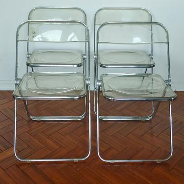 Vintage Modern Castelli Lucite Folding Chairs Made in Italy - Set of 4 