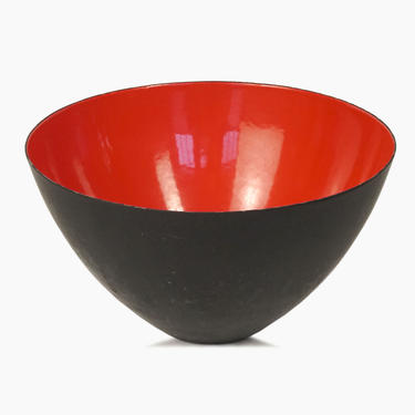 Danish Krenit Enameled Bowl Herbert Krenchel Red XL Mid Century Modern 