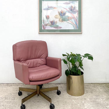 Mauve Pink Leather Chairs by Jack Cartwright