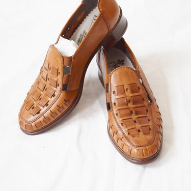 1970s Woven Leather Slip On Mules | US women's 9 