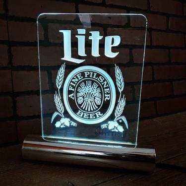 Vintage Lighted Lucite Miller Lite Beer Sign 