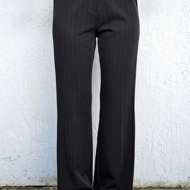 vintage y2k pants / pinstripe pants / pinstripe trousers / black and red pants / black y2k pants / black striped y2k pants / red stripe pant 