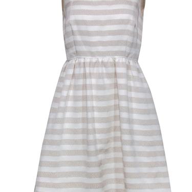 Lilly Pulitzer - Cream & Gold Striped Sleeveless Fit & Flare Dress Sz 6