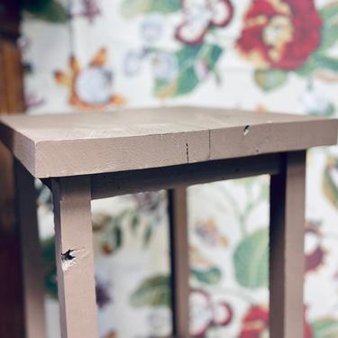 Vintage Rustic Painted Plant Stand | Small Painted Table | Small Painted Stool | Tall Wood Plant Stand | Modern Farmhouse | Shabby Chic 