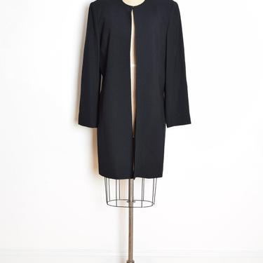 vintage 90s jacket black wool blazer simple minimalist futuristic Talbots L XL clothing 
