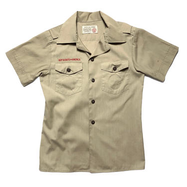 Vintage Boy Scouts Khaki Button-Up Shirt ~ women's size Small ~ BSA ~ 