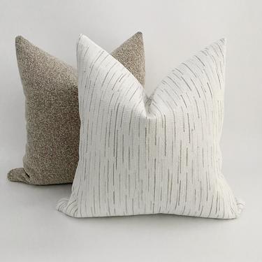 White Textured Beige Pillow Cover