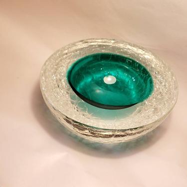 1950s MCM Alfredo Barbini Crackle Glass Geode Bowl Italian Art Glass 