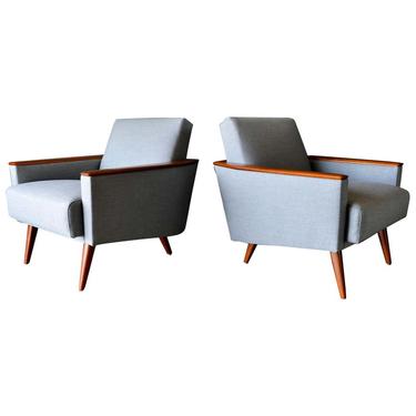 Pair of Mid Century Modern Wood Framed Lounge Chairs, ca. 1960