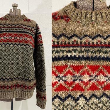 Vintage Abercrombie & Fitch Wool Sweater Ski Pullover Navy Blue Red 80s 1980s Long Sleeve Knit Twin Peaks Fair Isle A+F Hygge XXL XL Large 