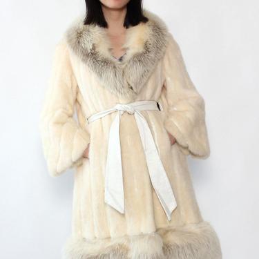 Snow White Mink &amp; Fox Fur Coat XS-M