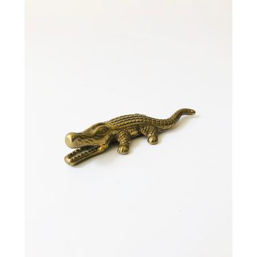 Petite Vintage Brass Alligator 