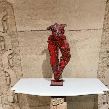 Nude Dancers Abstract Art Red Bronze Sculpture 1950s France Style of Giacometti 