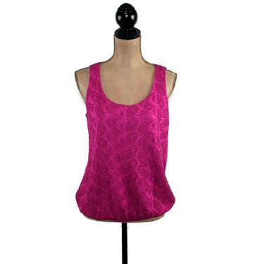 Magenta Sleeveless Shirt, Eyelet Blouse Medium, Summer Top Women, Scoop Neck Tank, Casual Clothes 90s Y2k, Vintage Clothing from Ann Taylor 