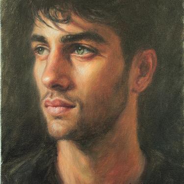Male Portrait Study. Art Print from Original Oil Painting by Pat Kelley. Handsome Man, Contemporary Realism, Giclée 