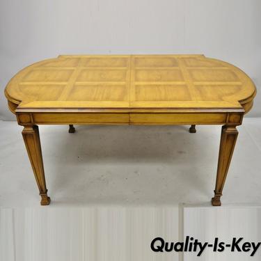 Vintage Karges Italian Provincial Parquetry Inlay Top Dining Table w/ 3 Leaves