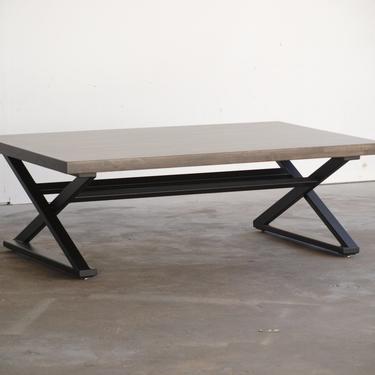 Modern X frame console table Ebony Beech wood top by CamposIronWorks