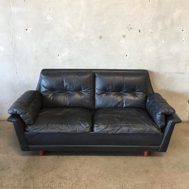 Mid Century Danish Modern Patinated Leather Sofa