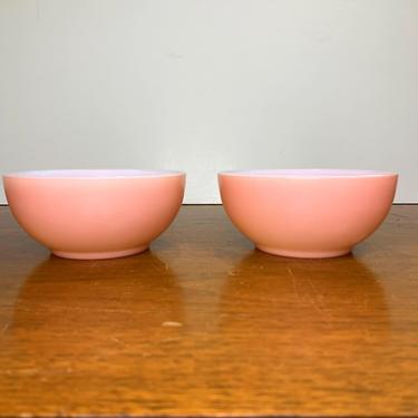 Vintage Fire King Pink Milk Glass Chili Bowls Cereal Bowls Mid Century Modern 