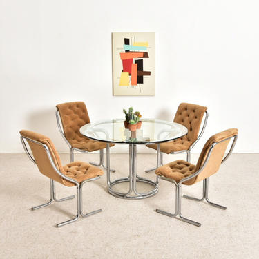 Vintage 1970’s Caramel and Chrome Dining Table Set