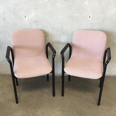 Pair of 1980's Black Lacquered Armchairs