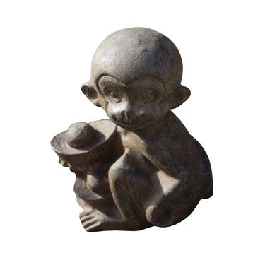 Chinese Small Oriental Monkey with Ingot Stone Figure cs5570E 