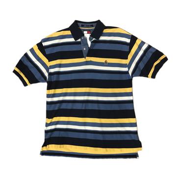 (M) Tommy Hilfiger Blue/Yellow Striped Polo Shirt 071421 LM