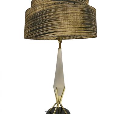 Mid Century Googie Table Lamp w/ Spun Fiberglass Shade 