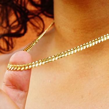 Vintage Italian 14K Yellow Gold Curb Link Chain Necklace, Solid Gold Necklace, 5mm Flat Curb Link Chain, Made In Italy, 22&amp;quot; Long 