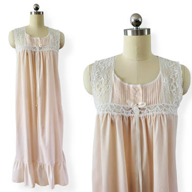 1970s Cotton Blend Nightgown by Gilead 70s Sleepwear 70's Women's Vintage Size Medium 