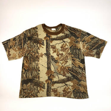 80s 90s Realtree Camo Pocket Ringer Tee 2XL - Vintage Hunting Shirt Made in USA 50/50 Camouflage Woodland 