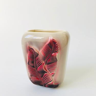 Vintage Royal Copley Pink Leaf Vase 