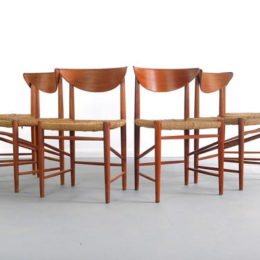 Set Of Six (6) Dining Chairs Designed By Peter Hvidt And Orla Möllgaard Nielsen, Denmark 