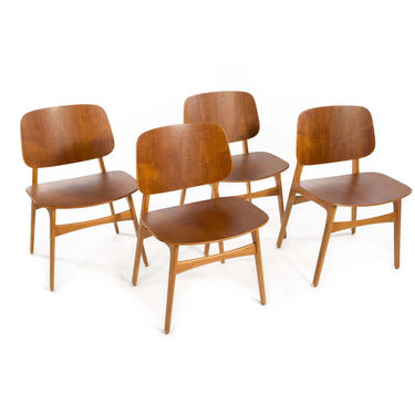 VINTAGE - Børge Mogensen - Set of 4 Dining Chairs, Model 155 for Søborg Møbler in Denmark 1950 