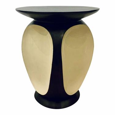 Currey & Co. Modern Black and Ivory Metal Malmao Accent Table
