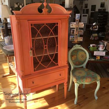 Pink Flamingo Hand Painted Hutch