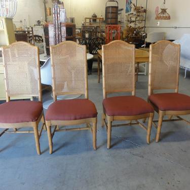 4 Faux Bamboo Cane Back Chairs