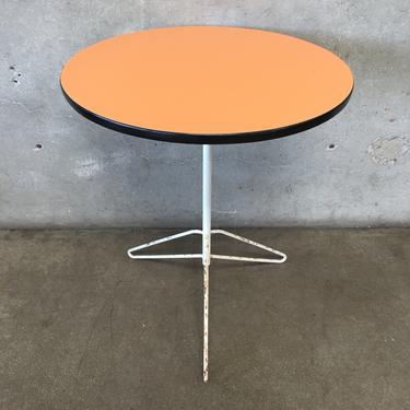 Vintage Mid Century Orange Round Top Table