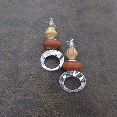 Hammered silver earrings, geometric earrings, unique mid century modern earrings, ethnic earrings earrings, bohemian earrings, statement 18 