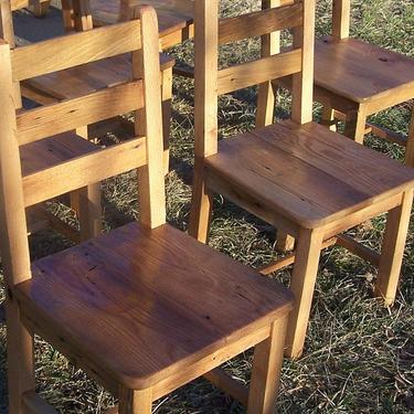 Reclaimed Antique Wormy Chestnut Rustic Dining Chairs 