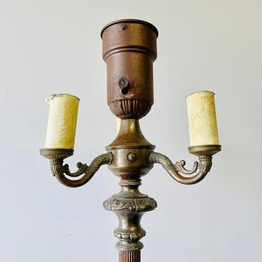 Antique Ornate Floor Lamp with Chandelier Bulbs | Reading Light | Marble Base | Cast Iron Stand | Jewelry Display | Clothing Rack Repurpose 