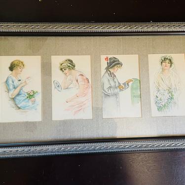 Vintage Collectible Illustration Print by Artist Pearle Fidler LeMunyan The Proposal Engagement 1920's 
