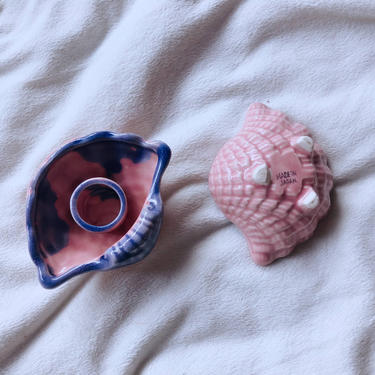Vintage Pink and Purple Seashell Candle Holders | Vintage Shell Candleholders | Coastal Decor | Vintage Pink Shell 