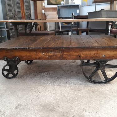 Vintage industrial factory cart coffee table 