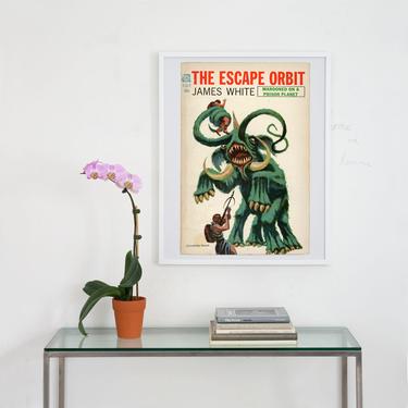 the escape orbit archival art print, cover art , vintage cover art, science fiction paperback cover art, pulp art print, sci fi 