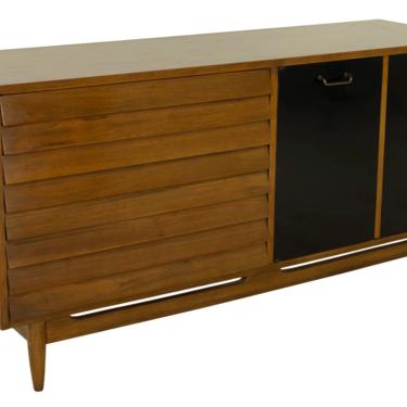 Merton Gurshun for American of Martinsville Mid Century Black and Walnut Sideboard Credenza - mcm 