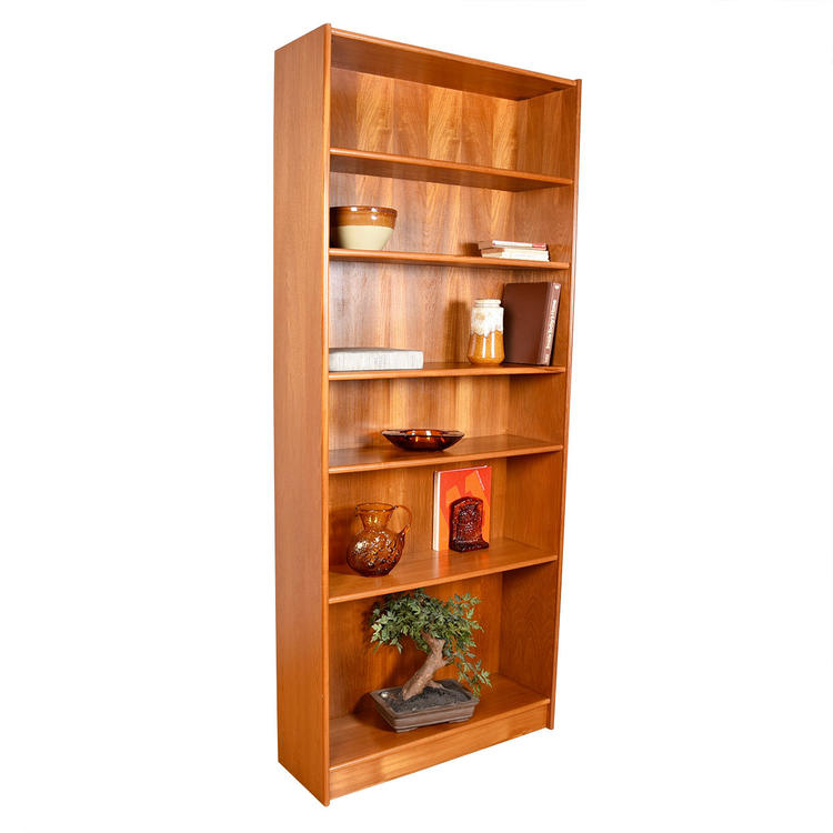 Danish Teak Extra Tall Adjustable Shelf Bookcases &#8212; A Pair