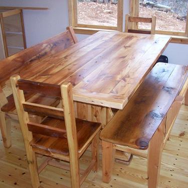 Reclaimed Heart Pine Trestle Table 
