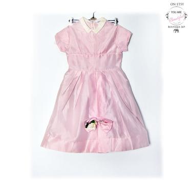 50's Girls Party Dress, NEW OLD STOCK, Pink Vintage Dress Full Skirt 1950's 