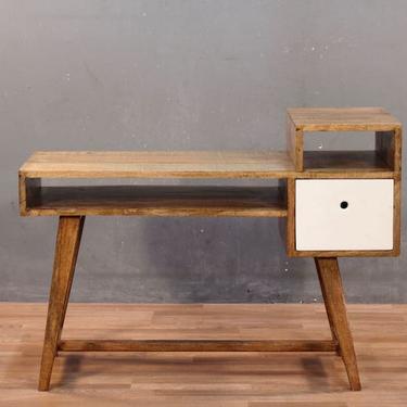 Contemporary White &amp; Wood 1-Drawer Desk